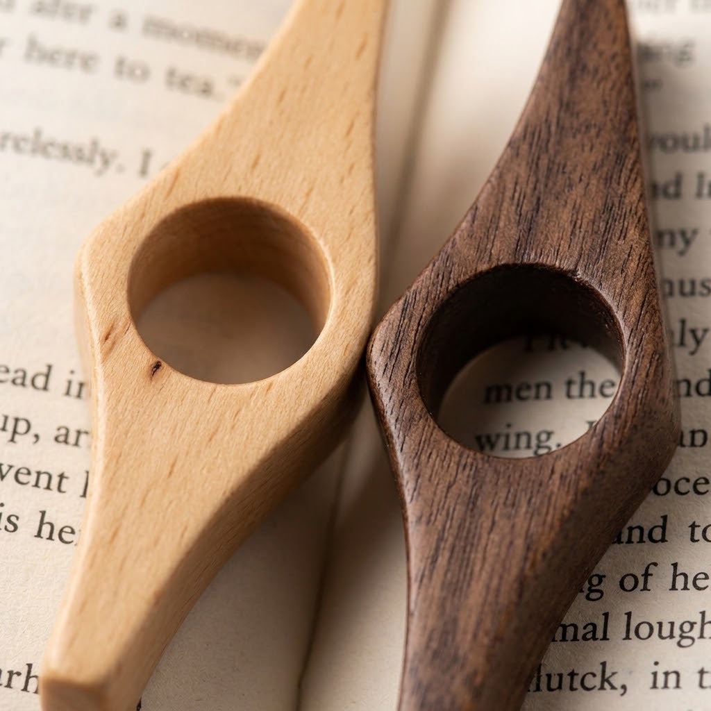 Solid Wood Thumb Page Holder for One-Hand Reading