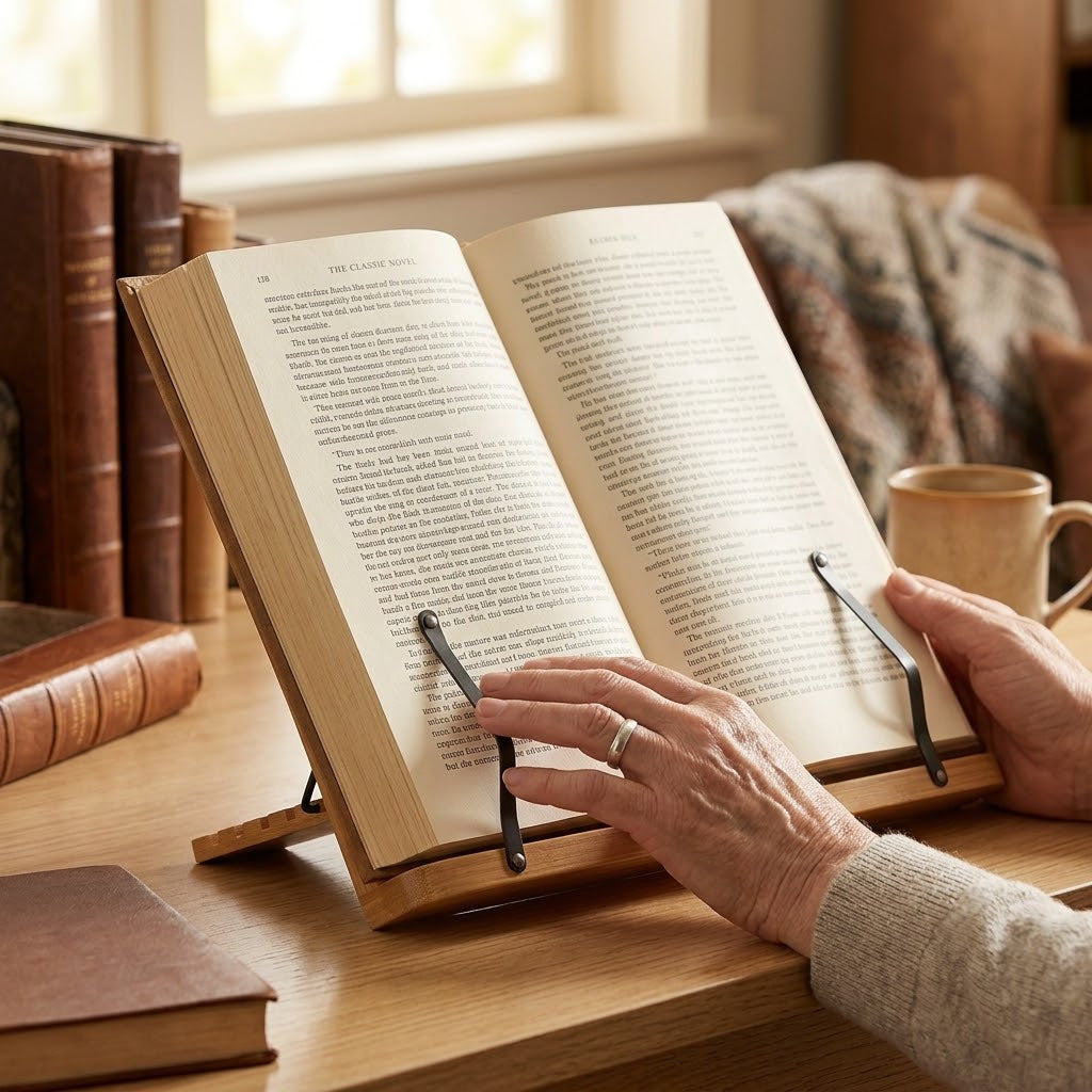 8-Position Adjustable Wooden Book Reading Stand
