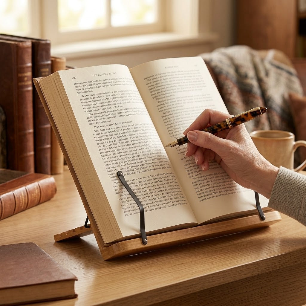 8-Position Adjustable Wooden Book Reading Stand