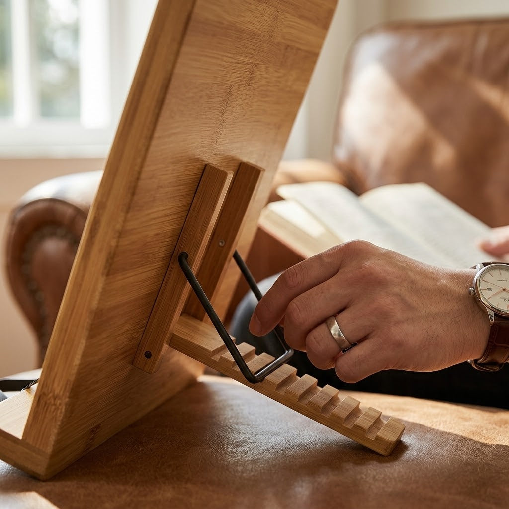 8-Position Adjustable Wooden Book Reading Stand