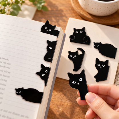 Black Cat Magnetic Bookmark for Book Lovers