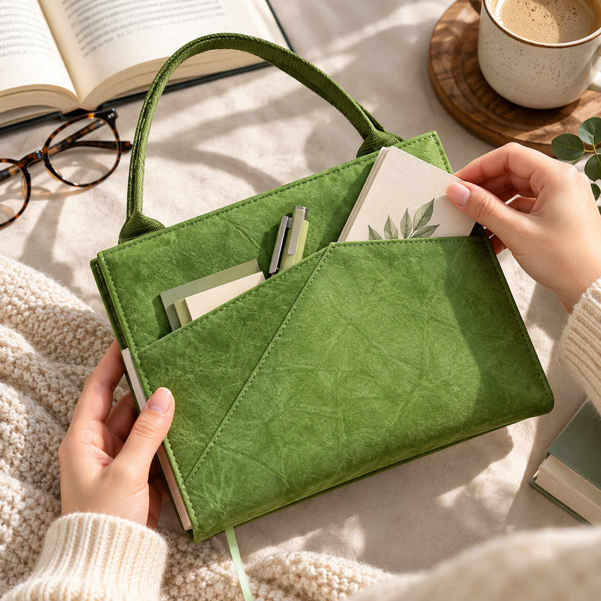 Water-Resistant Adjustable Book Cover with Handle – A5/B5