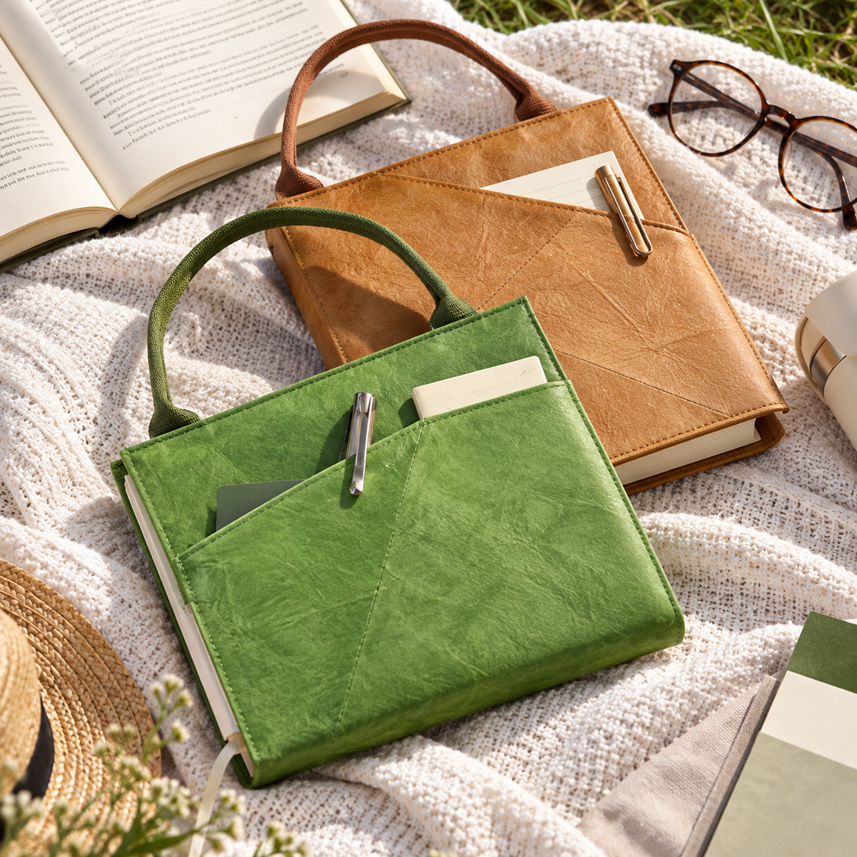 Water-Resistant Adjustable Book Cover with Handle – A5/B5